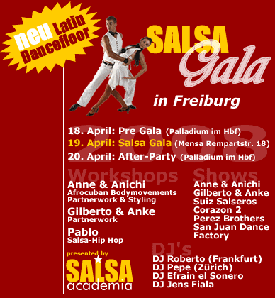 Flyer Salsa Gala in Freiburg, 18. - 20. April 2008