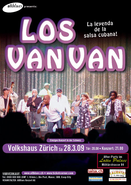 Flyer Konzert Los Van Van 28. März 2009 in Zürich