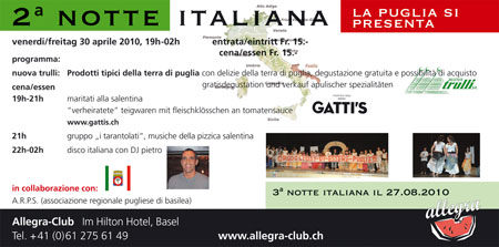 Flyer Notte Italiana 30. April 2010