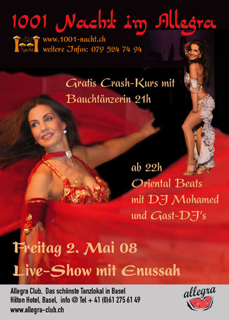 Flyer Oriental Night 02. Mai 2008                                            mit Link zu www.1001-nacht.ch