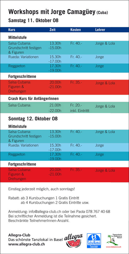 Programm Workshops 11. & 12. Oktober 2008
